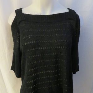 ROI BLACK COLD SHOULDER KNIT TOP S